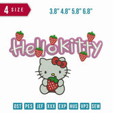 Hello Kitty Strawberry Embroidery Design